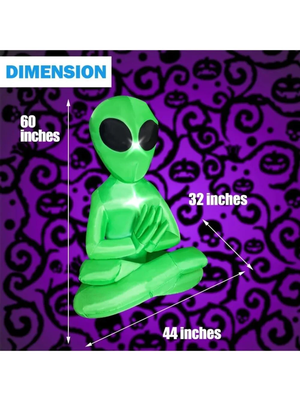 5ft Inflatable Meditating Alien Halloween Decoration with LED Lights for Yard